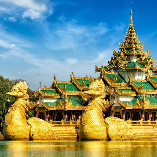 Karaweik Hall on Kandawgyi Lake, Yangon
